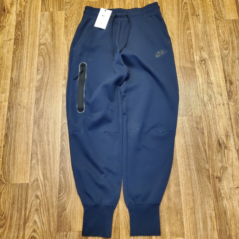Nike Tech Pants Joggers Women Small Blue Fleece Zip Pocket DV6736-419‎ New - Picture 2 of 8
